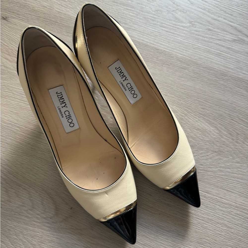 Jimmy Choo Two-Tone Cream and Black Heels